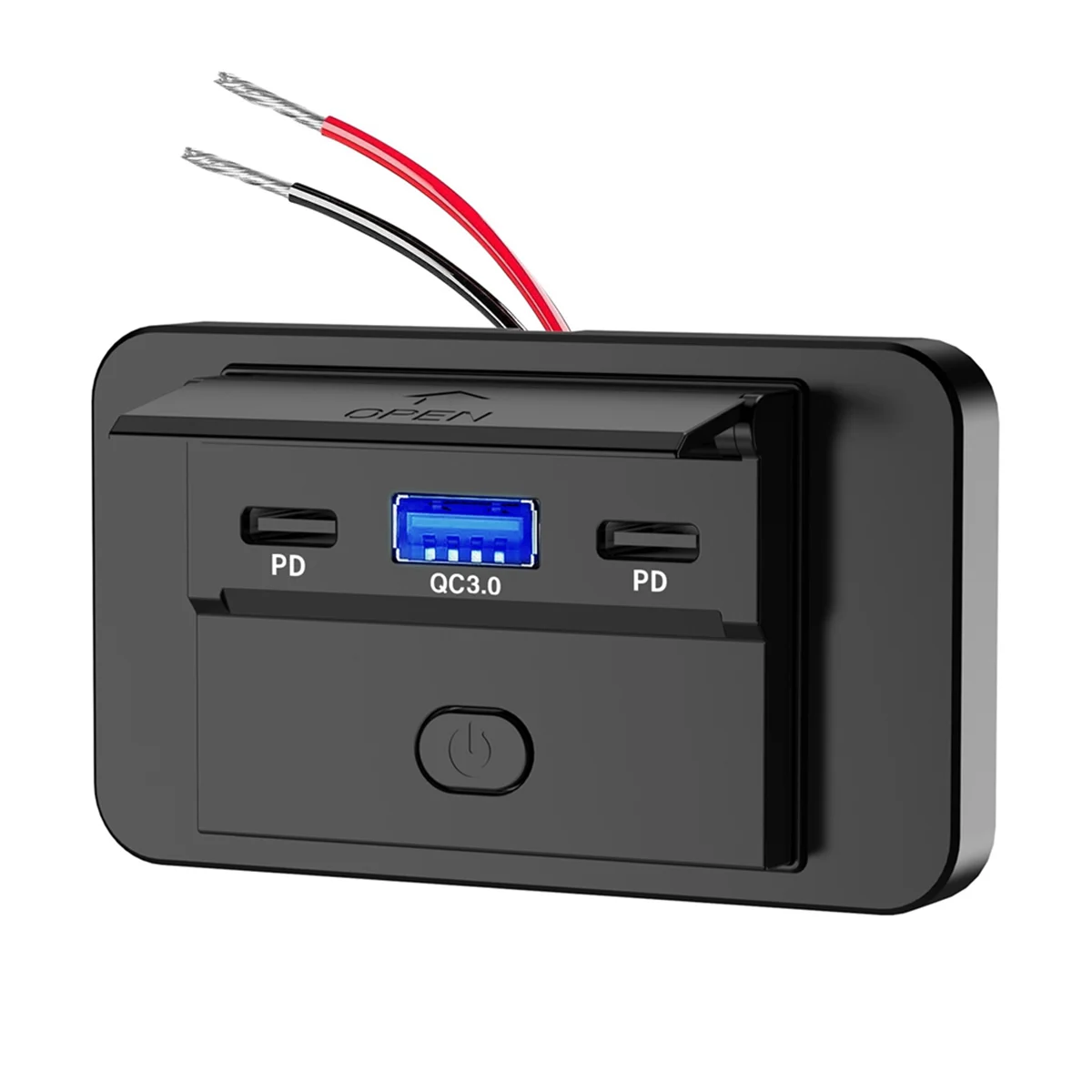 12-24V PD Type C USB Ports Quick Charger QC3.0+PD3.0 with Switch Fast Charging USB Power Panel for Motorcycle Car Truck