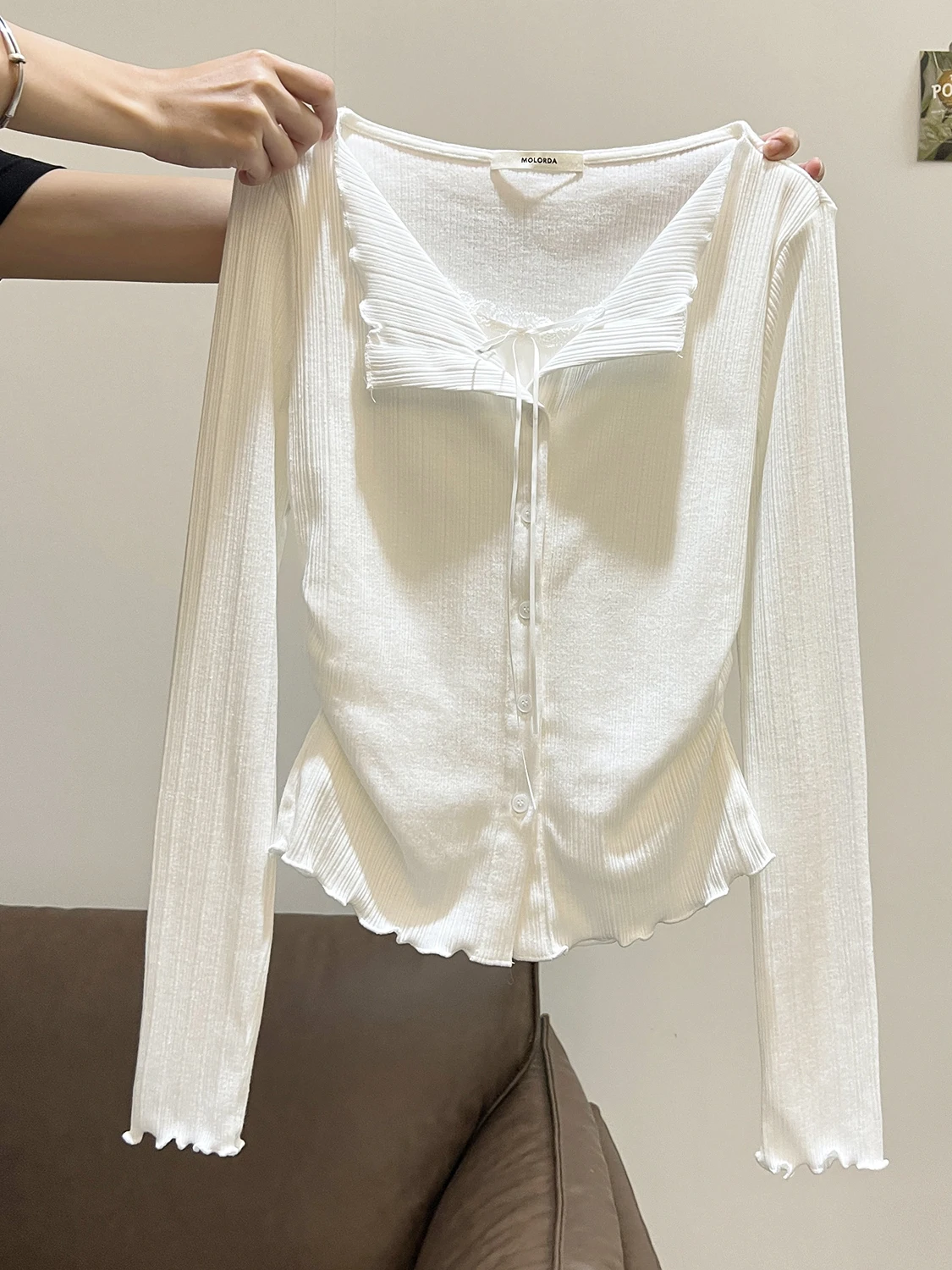 

Женская приталенная футболка Slim Fit с длинным рукавом и отложным воротником, имитация двухслойности, весна-осень, для ношения под одеждой.