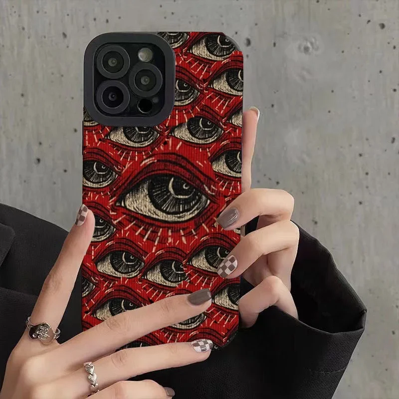 Vintage Red Evil Eyes Soft Silicone Phone Case for Iphone 11 Pro Max Iphone 15 Pro Max Iphone 13 Pro Max Iphone 16 Pro Max Cover