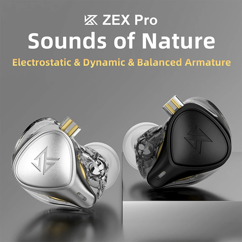 KZ ZEX Pro HIFI Bass Metal Hybrid In-Ear Earphones 3.5mm Jack Cable Wired Headset Earbuds Noice Cancelling Sport Game Headphones