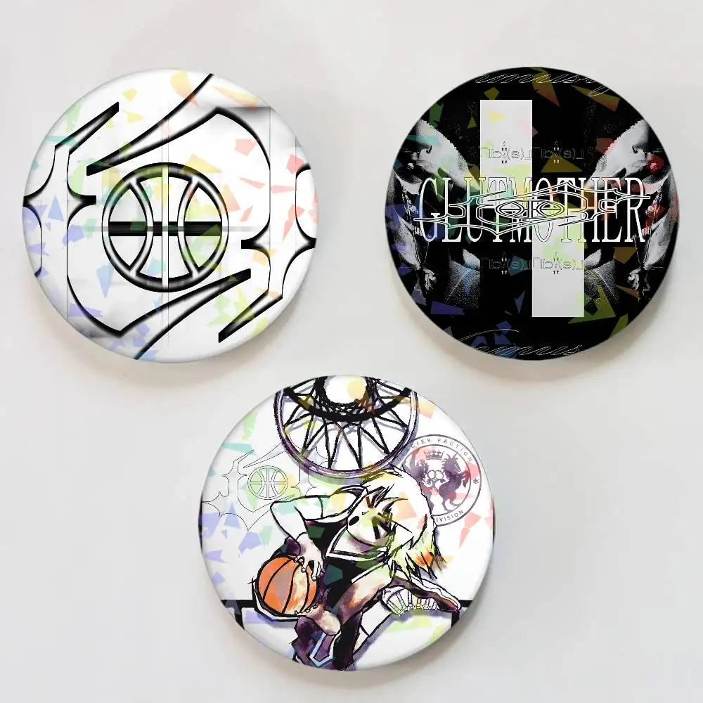 Fashion Singer L-Lucy Bedroque Musique Round Badge Lapel Pins for Backpacks Briefcase Laser Brooch Clothes Gifts