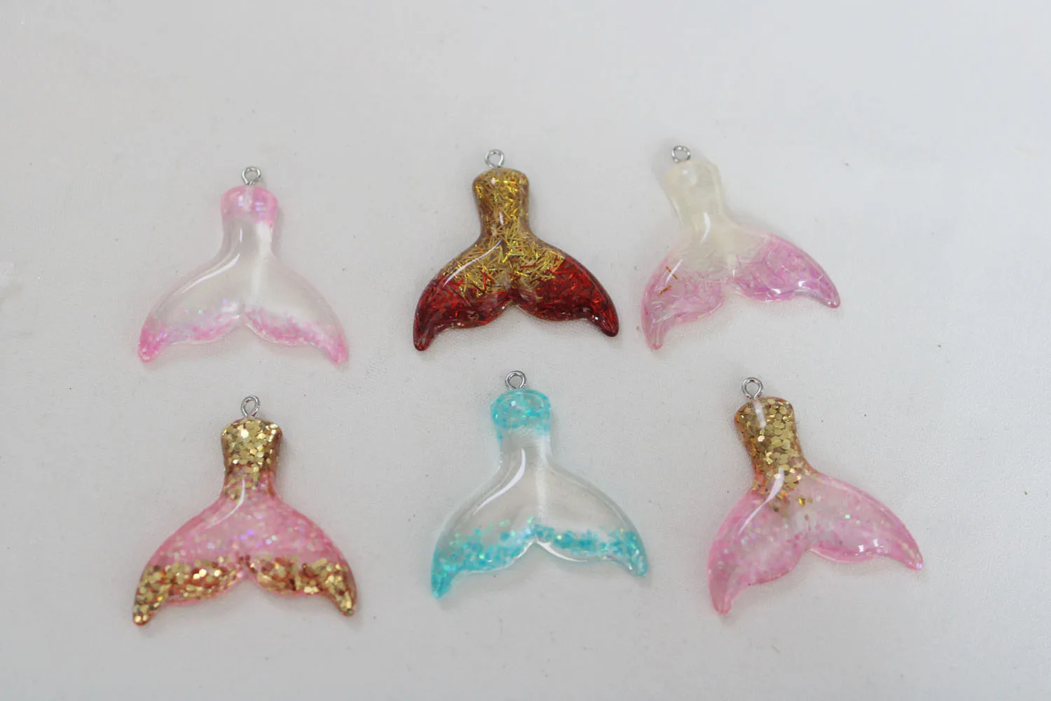 10pcs/lot 40mm resin fish tail mix color with eyehook for toy findings--color option