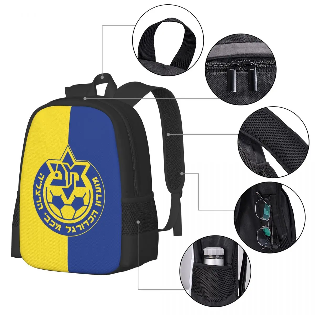 Maccabi-mochila de viaje para ordenador portátil para hombre y mujer, bolsa de ordenador escolar para Universidad, regalo