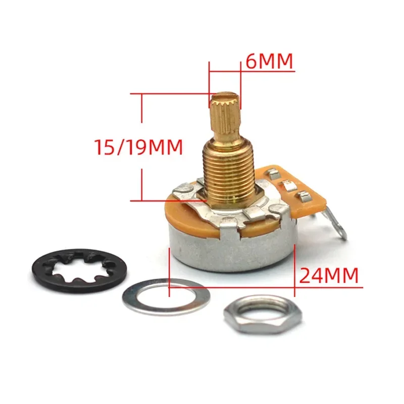 4Pcs Pure Brass Shaft Guitar Pots Log A or Linear 250K/500K Brass Shaft Volume Tone Potentiometers for Electric Guitars