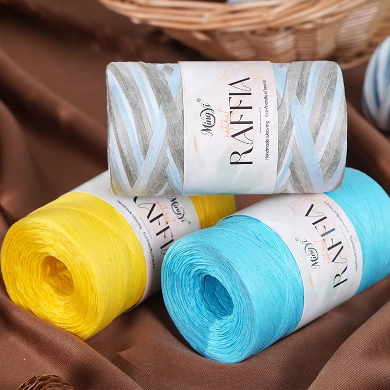 2pcs 290m Rafia Yarn Lafite Grass Rope for Hand Knitting DIY Crochet Summer Straw Hat Bags Gift Cake Box Packaging Belt Rope