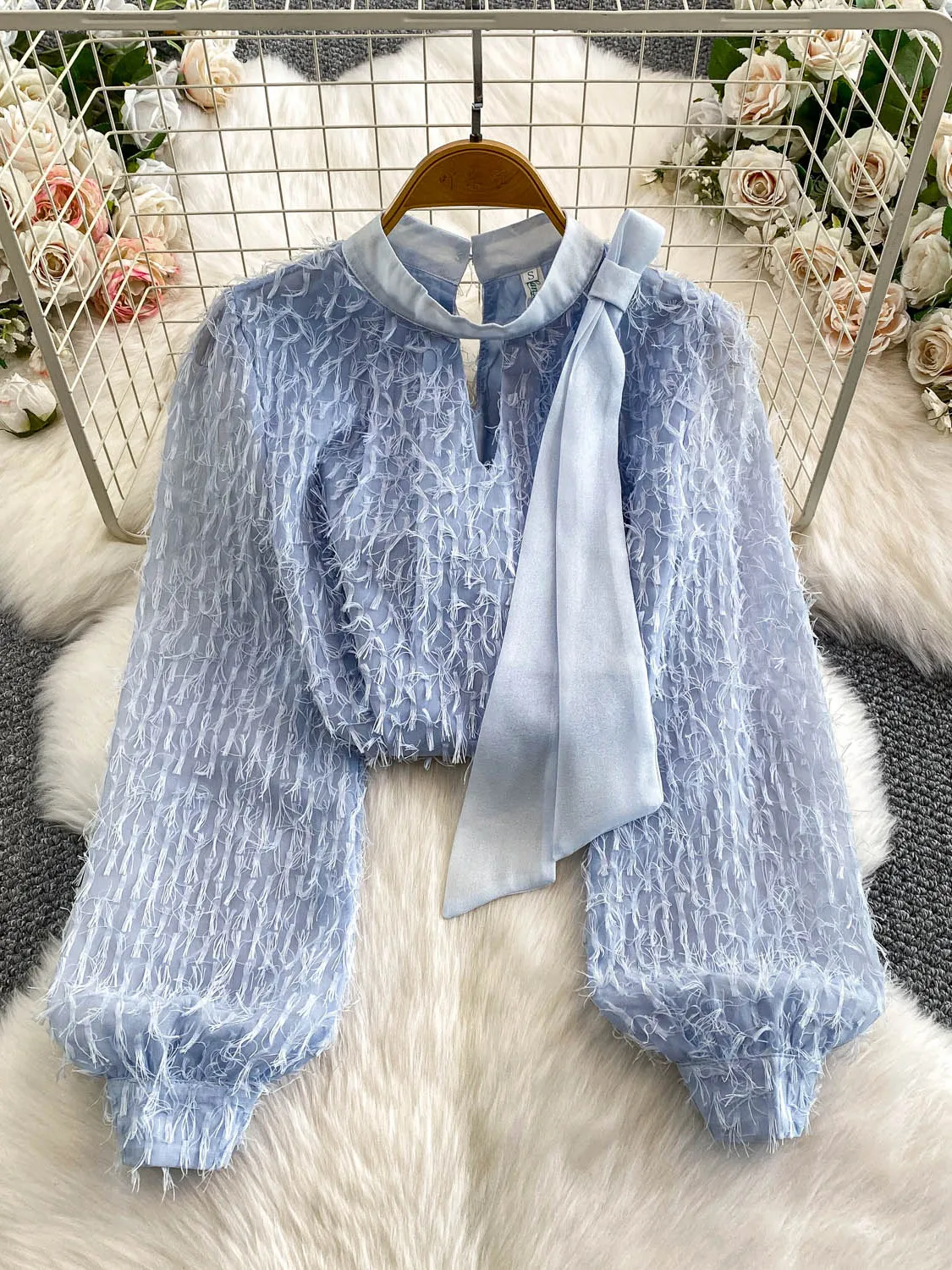 Chic rond Ne noeud gland épissage irt femmes automne hiver doux Personali longue Sve coupe ample Blouse