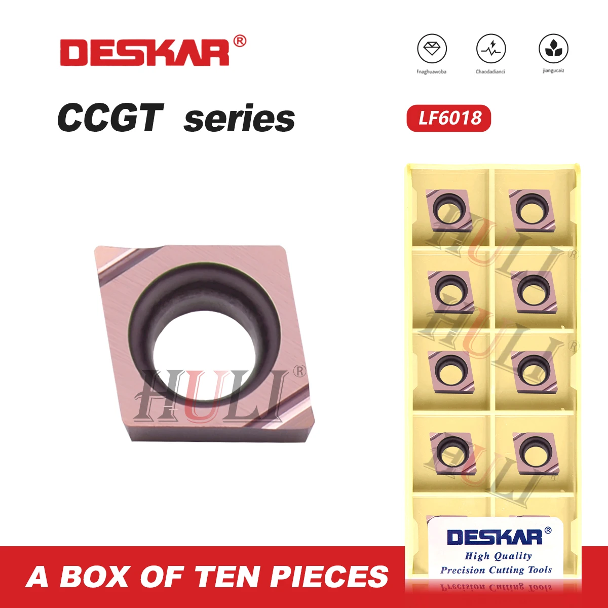 

DESKAR CNC lathe CCGT09T304R-F LF6018 Rhombus Inner Hole Blade Small Boring Holes Suitable For Processing Stainless Steel Tools