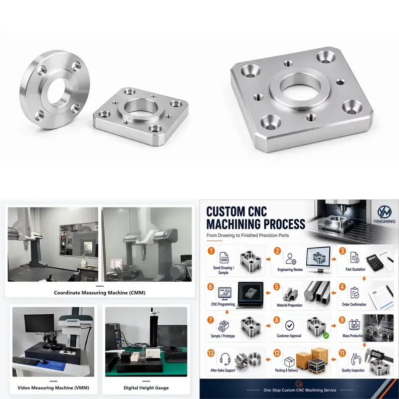 4 Axis CNC Milled Aluminum 6061 7075 Flange for Test Fixtures High Tolerance Precision Machined Parts Custom Numerical