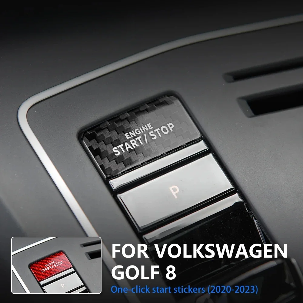

For Volkswagen Golf 8 2020 2021 2022 2023 Real Hard Carbon Fiber Cover Car Engine Start Stop Button Sticker Interior Trim