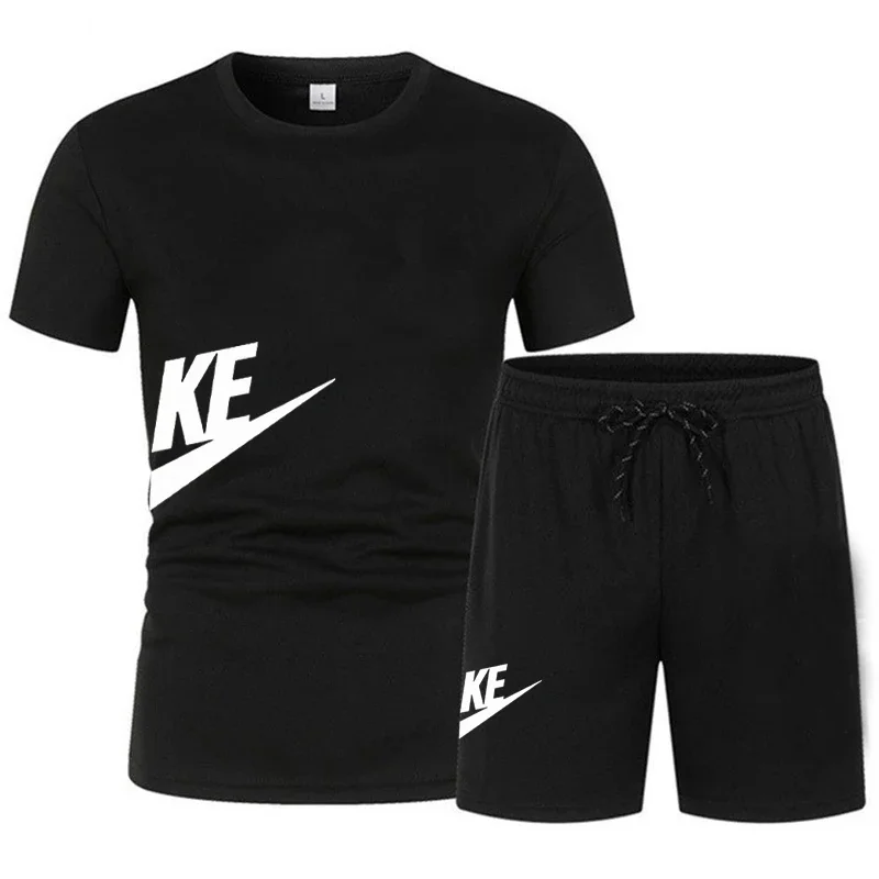 2026 New Men's Set: High Quality and Comfortable Summer Breathable Short Sleeved T-Shirt + Casual Jogging Shorts 2-Piece Set