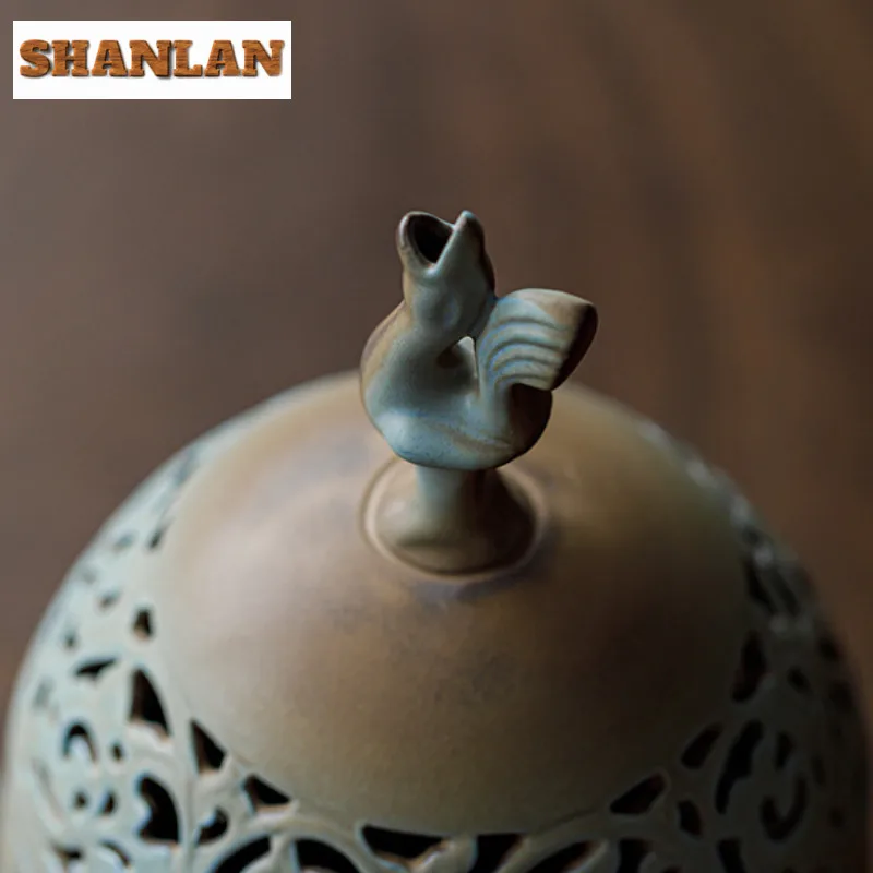 القديمة البرونزية اللون كرين عالية القدم حامل البخور البخور شلال البخور المزروعة مبخرة طقم شاي صيني الحرفية