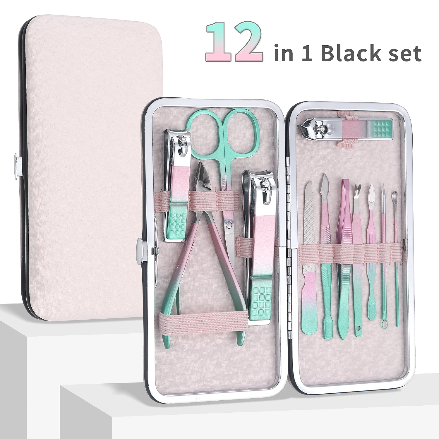 

7/12/18 pcs Nail Clipper, Rainbow Chameleon Manicure Nail Kits, Stainless Steel Professional Pedicure Set, Nail Scissors, Nail F