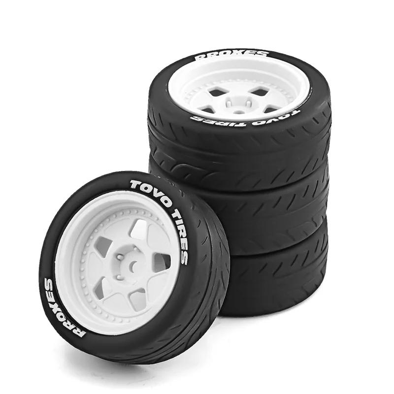 4PCS 68mm 1/10 RC Racing Car Tires on Road Touring Drift Car Tyre Wheel for TT01 TT02 XV01, White