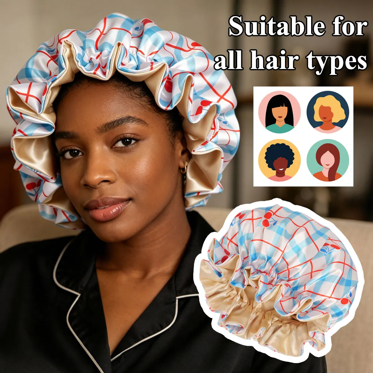 Ladies Satin Sleep Cap Hair Protection Cover Soft Comfortable Design for Nighttime Use Fashionable Women's Headwear