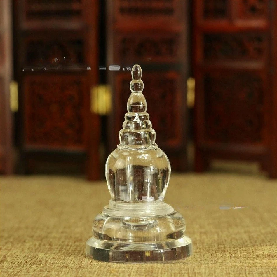 Small Transparent Tower 8cm Stupa Thai Style Tower Acrylic Crystal Stupa Buddha Ornament Tantric Artifact