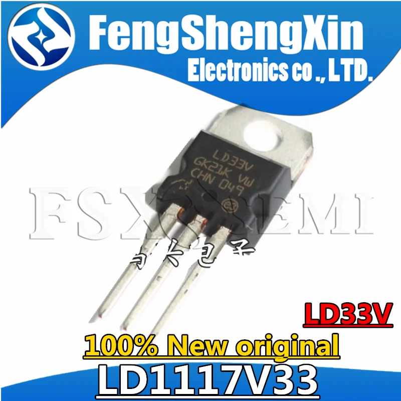 10pcs LD1117V33 LD33V TO220 3.3V Linear voltage regulator  LD1117V33-DG Chips