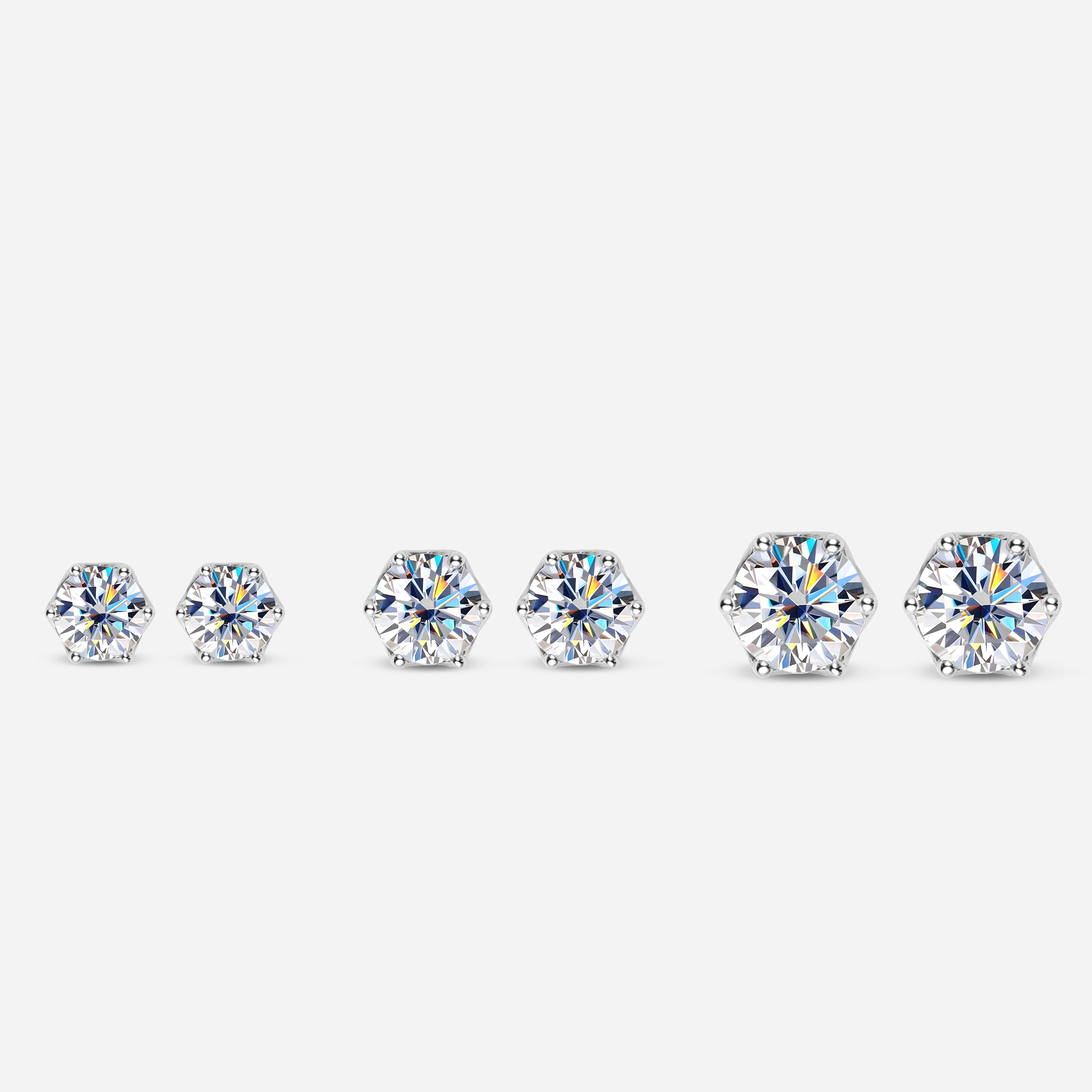 OEVAS Real 0.5/1/2 Carats D Color Moissanite Stud Earrings 100% 925 Sterling Silver Sparkling Engagement Party Fine Jewelry