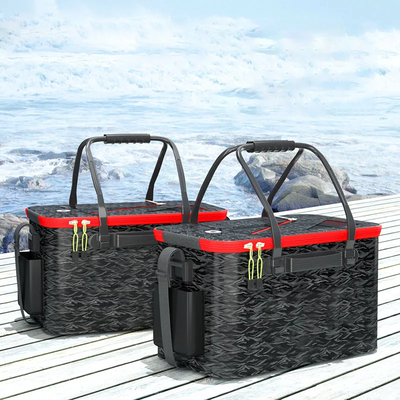 Foldable Live Fish Bucket, Fishing Tools, EVA Sealing, Waterproof Fish Bag, Outdoor Angling Tank Box