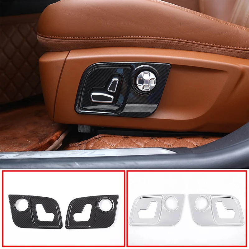 Carbon Fiber Chrome Style for Maserati Levante Ghibli Quattroporte Seat Side Adjustment Button Trim Panel Cover Car Accessories