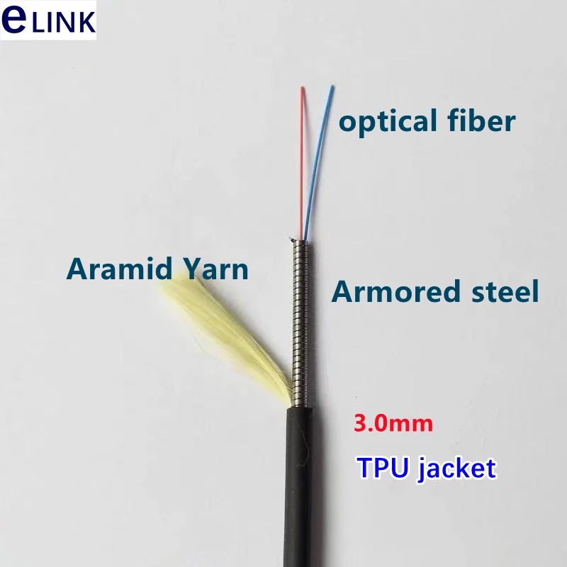Imagem -04 - Cabo de Remendo Blindado da Fibra para Exterior Núcleos Om3 Tpu 100m 120m 150m 200m 250m com Pcd235 2c sc lc fc st Jumper Ótico Multimodo