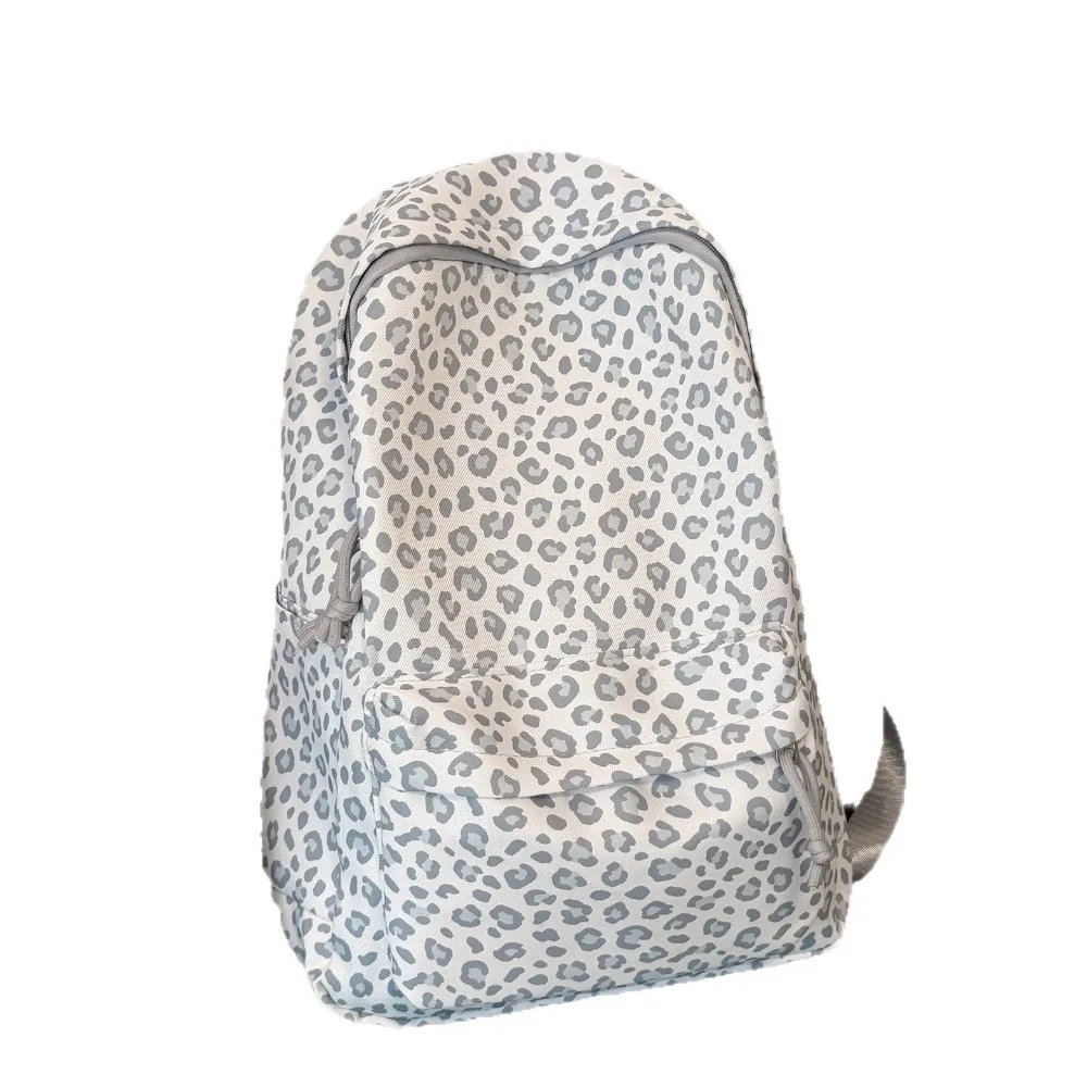 Casual Leopard Print Women Backpack Nylon Material Lightweight Design School Bag Unique Style Casual Daypack For Women