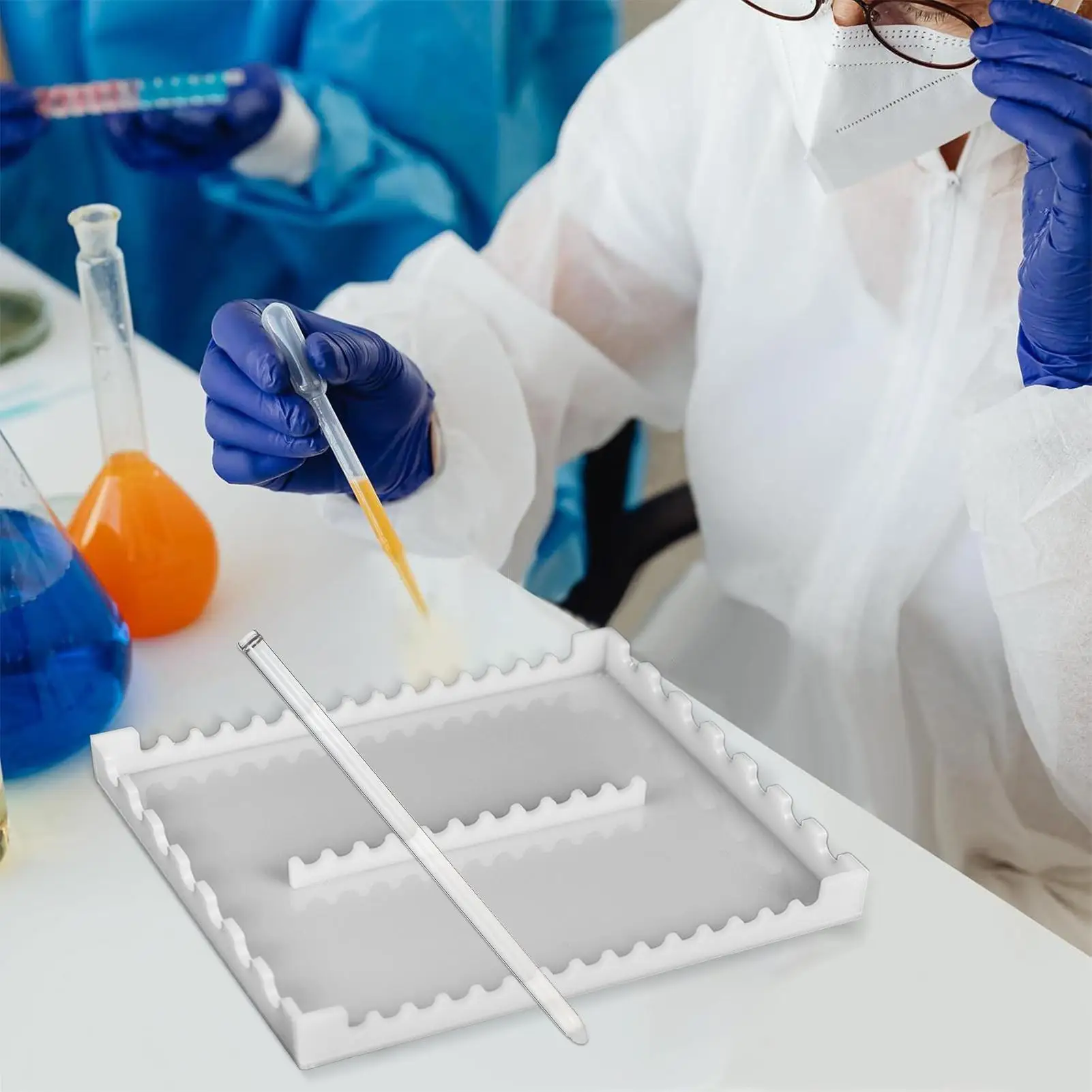 아크릴 피펫 랙 아크릴 피펫 홀더 랙 초보자 학생을위한 22 슬롯 실험실 실험 장비 보관 브래킷