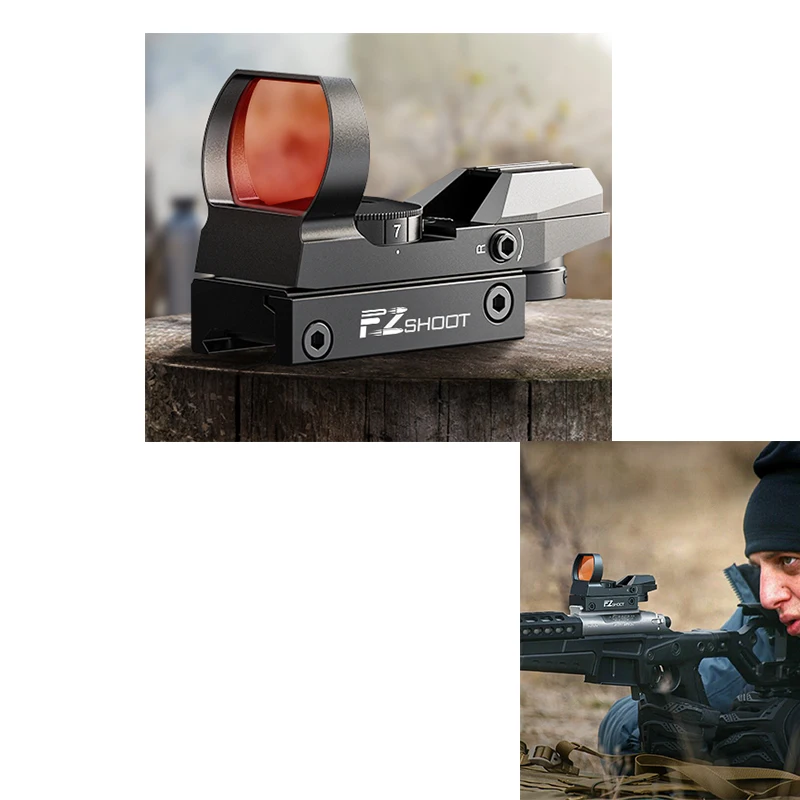 

EZshoot Reflex Sight Red Dot Sights Optics Scope 4 Adjustable Reticles Sighting with 20mm Rail Mount for Picatinny Aluminum
