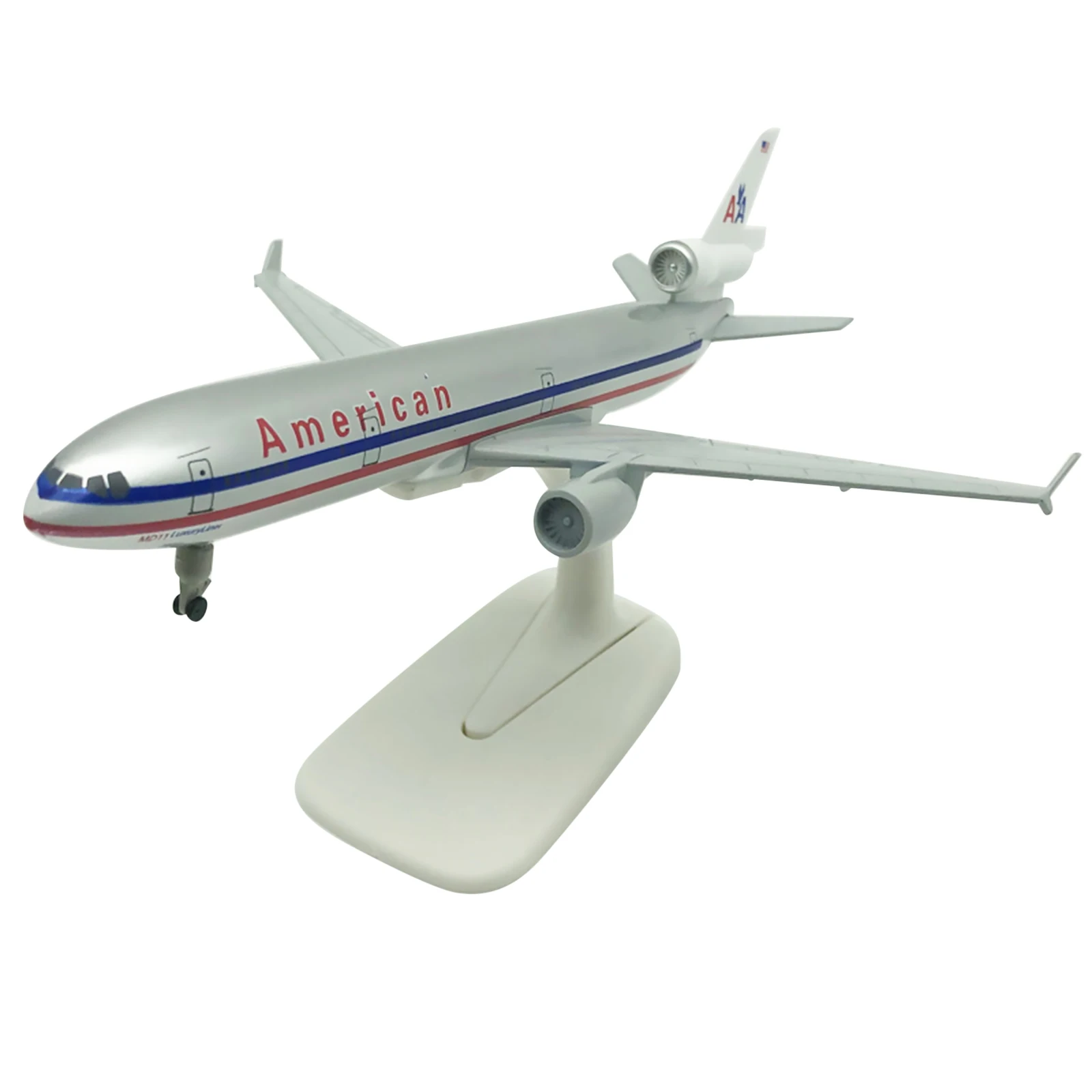 Druckguss-Flugzeugmodell, 20 cm, Maßstab 1:400, amerikanisches MD-11, Flugzeugmodell, Flugzeug, GIF, Legierungsmodell, Souvenir, statische Anzeige mit Ständer