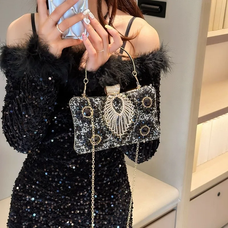 Color Diamond-encrusted Dinner Bag Women's Banquet Cheongsam Fashion Dress Crossbody Rhinestone Handbag Handbags Luxury Designer