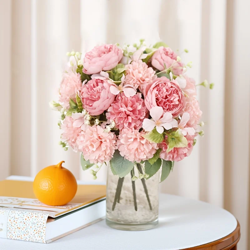 6 رؤساء الكلاسيكية الكوبية الفاوانيا زهرة اصطناعية محاكاة المنزل الزفاف باقة الزفاف وهمية عيد الميلاد هدية عيد الحب #4