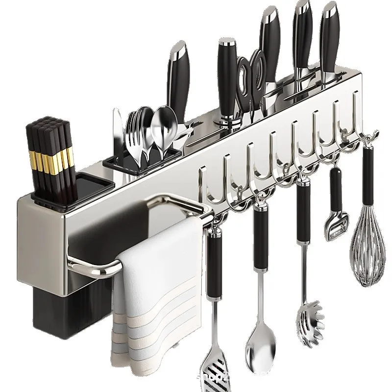 

Kitchen, stainless steel, knife holder, storage, household, wall hanging, no punching