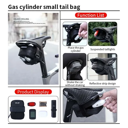 Imagen 2 del producto Bolsa impermeable para SILLÍN de bicicleta, Mini bolsa trasera portátil para cilindro de Gas de bicicleta de montaña, bolsa trasera ultraligera para bicicleta de carretera, accesorio para bicicleta