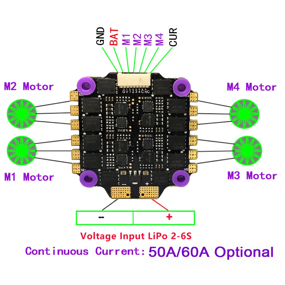 F405 V3 3-6S 30X30 FC&BLHELIS 50A 60A ESC FPV Stack BMP280 F405 Flight Controller 4in1 ESC for RC FPV Freestyle Drone Model