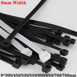 9*300/450/530/550/600/650/700/760mm 9mm Width White Black Self-Lock Nylon Plastic Strap Wrap Ziptie Bundle Zip Ties Cable Tie