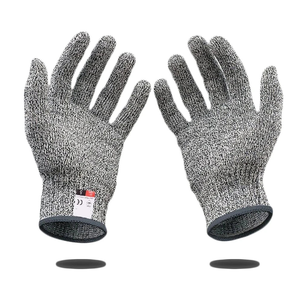 Anti Cut Proof Gloves 1Pair Grey Black HPPE EN388 ANSI Anti-cut Level 5 Safety Work Gloves Cut Resistant Gloves