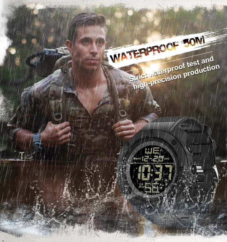 NORTH EDGE Herren Digitaluhren Armee Militär Weltzeit Alarm Sport Stoppuhr Für Männer Wasserdicht 50 Mt Armbanduhr 2022 Relogios – Detail 7