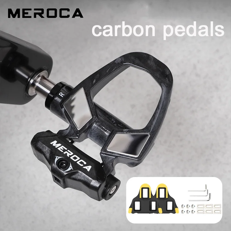 MEROCA carbon pedals 3 bearing Road Bike Clipless pedals carbon fiber pedals With Lock Plate Ultralight For Shimano SPD system