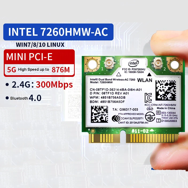 Двухдиапазонная беспроводная Wi-Fi карта для Intel 7260AC/7260HMW Bluetooth-совместимая 4,0 Mini PCI-E 2,4G/5 ГГц 300-876Mbps сетевой приемник