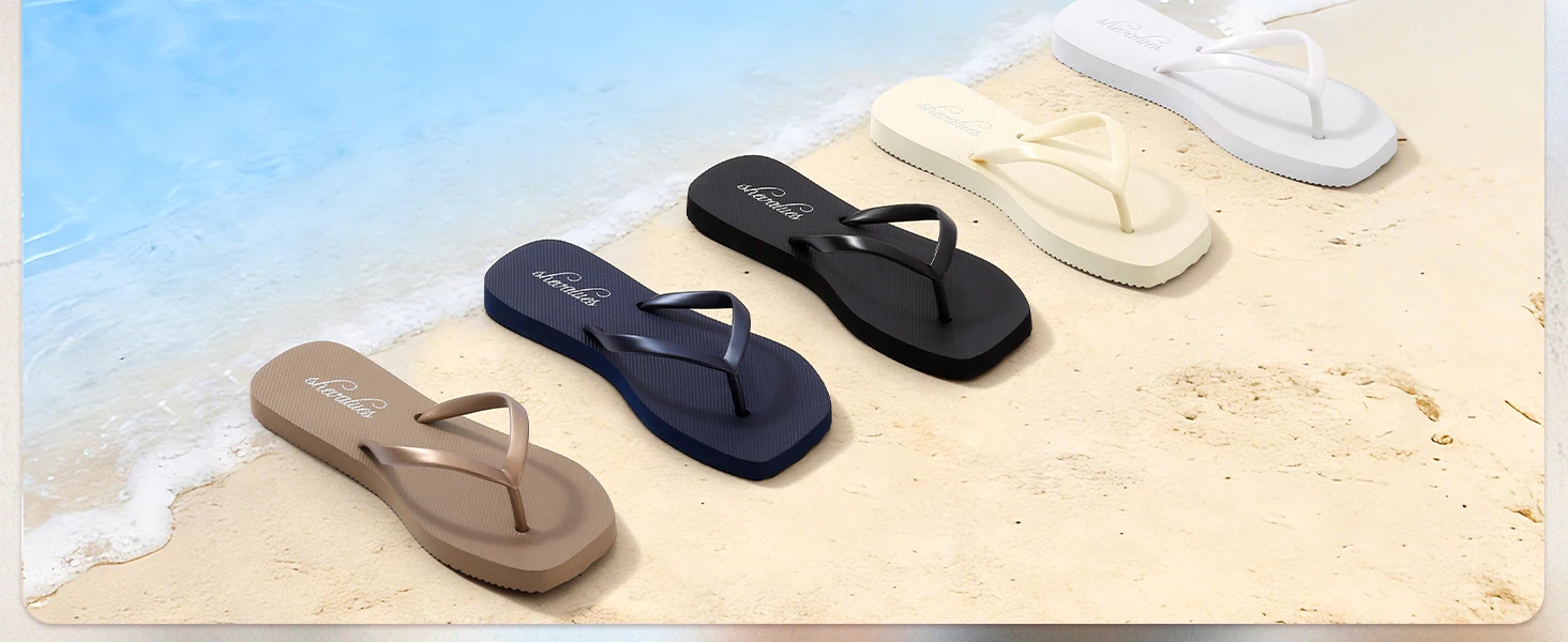 Comwarm Slim Square Toe Damen-Flip-Flops, rutschfeste, weiche Hausschuhe, langlebige Gummi-Flip-Flops für Strand, Pool, Badezimmer – Detail 3