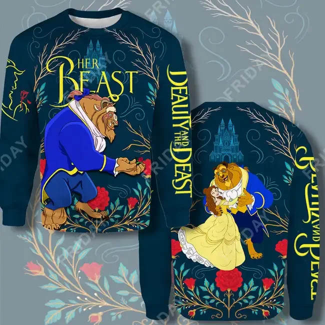 T-shirt Beauty & The Beast Her Beast Couple T-shirt Awesome DN Beauty & The Beast Hoodie  Disney  3D Hoodie 2022