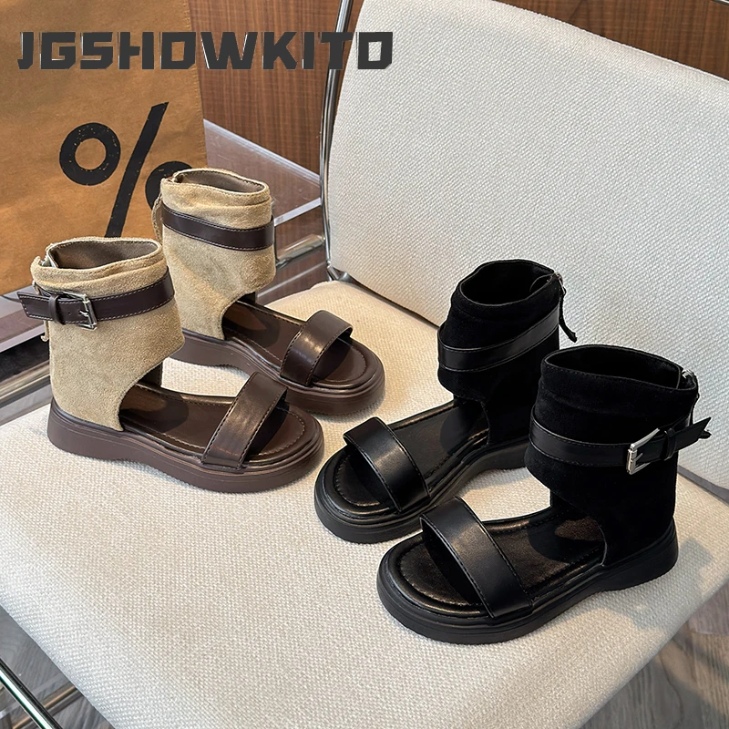 

JGSHOWKITO Girls Gladiator Sandals Classic Fashion 2026 Summer Brand New Kids Beach Sandals High-top Open Toes All-match Chic