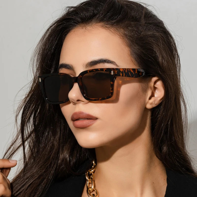 Retro Square Black Lens Sunglasses Women Luxury Brand Designer Fashion Rectangle Eyewear Men Outdoor Oculos De Sol UV400