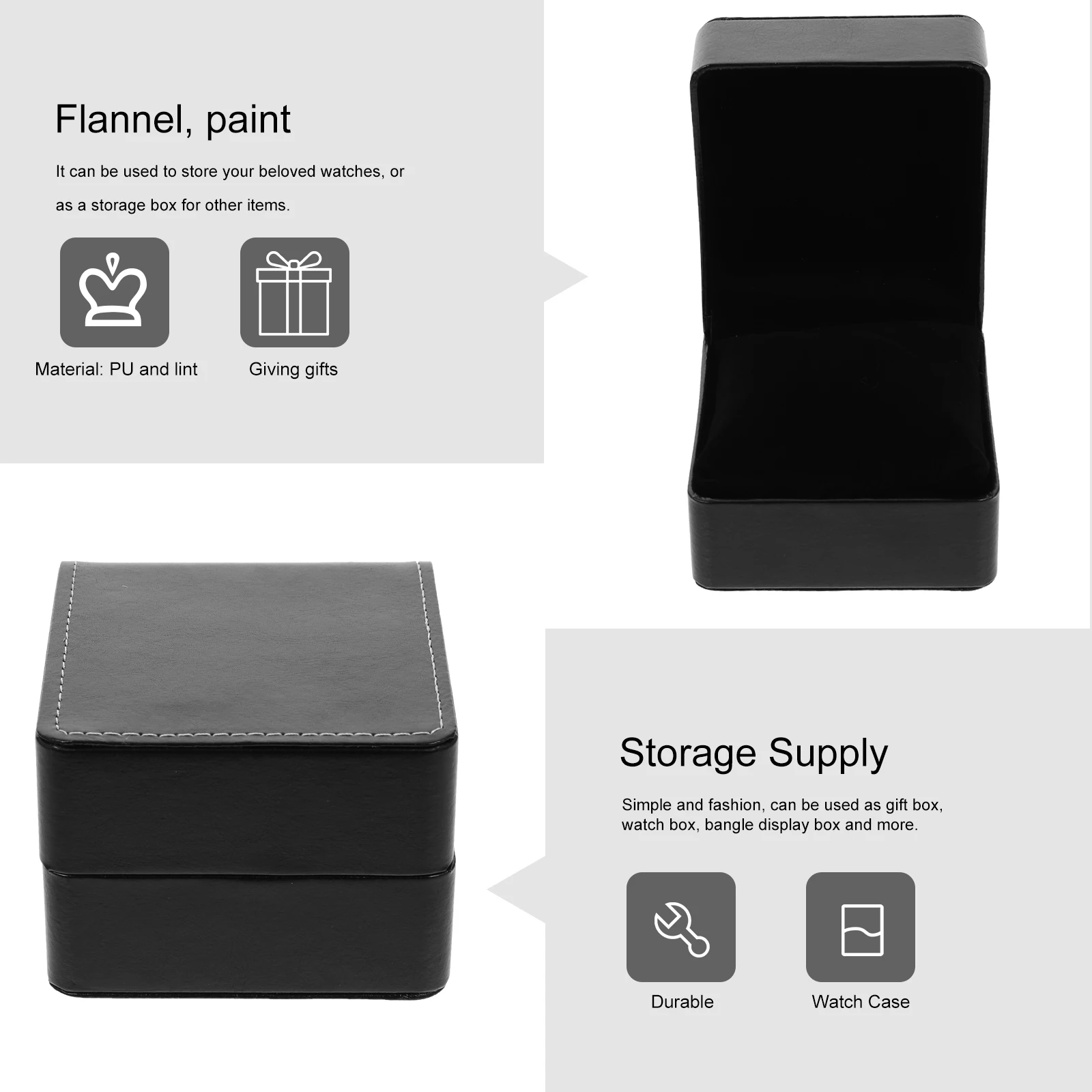 

2Pcs Watch Storage Box Portable Jewelry Case Household Flannel Material Lightweight Compact MultiFunction Watch Box Storage