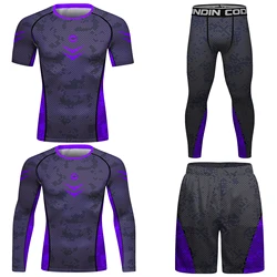 MMA Boxing Sportsuits Rashguard Jiu Jitsu T-shirt+Pant Set Combat Corner Rash Guards Shorts for BJJ Kickoxing Gym Fitness Wear