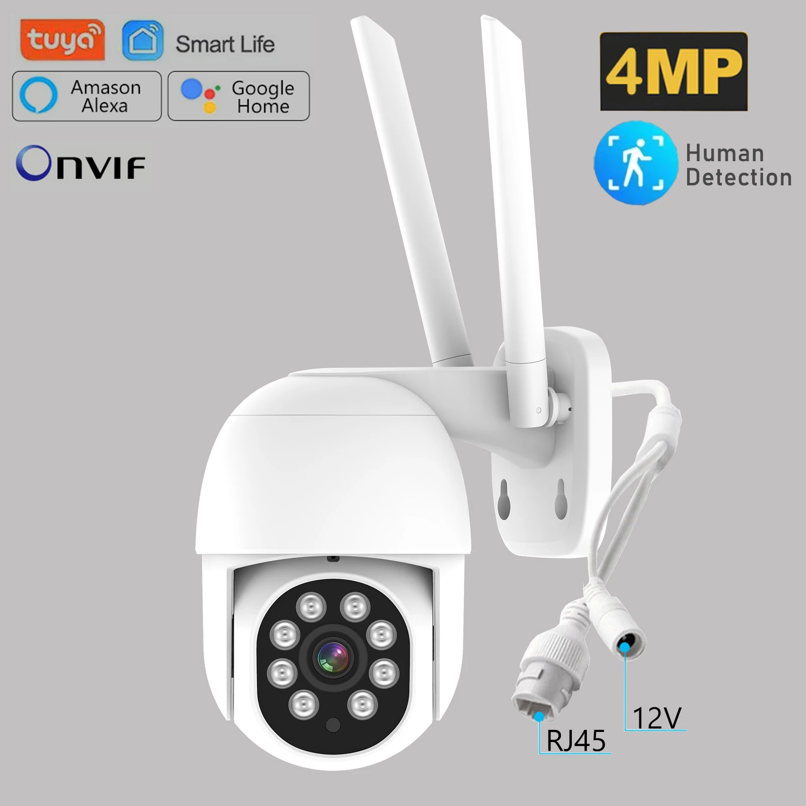 

4MP HD Waterproof Outdoor IP Camera Tuya Smart Life Google Home Alexa PTZ P2P WiFi Security Camera CCTV Surveillance Camera