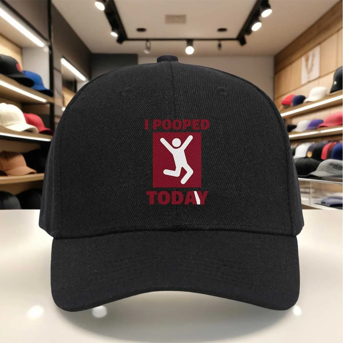 Funny Red And White I Pooped Today Baseball Cap, Casual Comfortable Adjustable Dad Hat