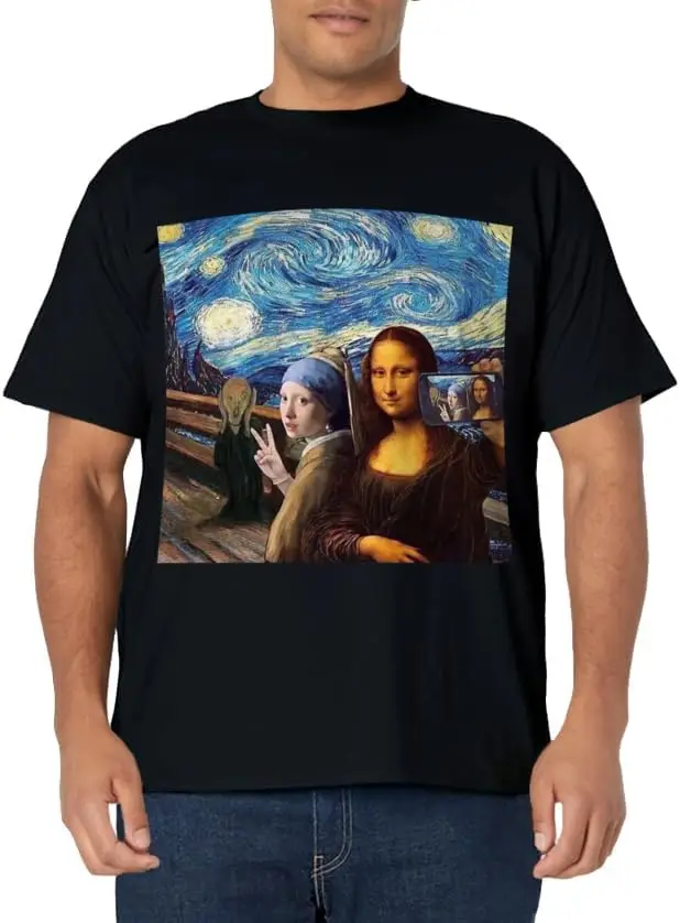 Mona Lisa Girl With A Pearl Earring The Scream Starry Night T-Shirt