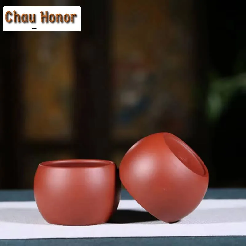 

2 Pcs/set 80ml Authentic Yixing Purple Clay Dahongpao Teacup Handmade Tea Bowl Pu'er Master Cup Chinese Tea Set Accessories Gift