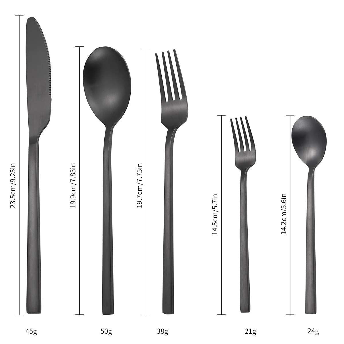 A·HOUSEWARE 40-Piece Black Matte Silverware Elegant Steel Flatware Set for 8 Modern Satin Finish Cutlery Cute Utensils Tableware