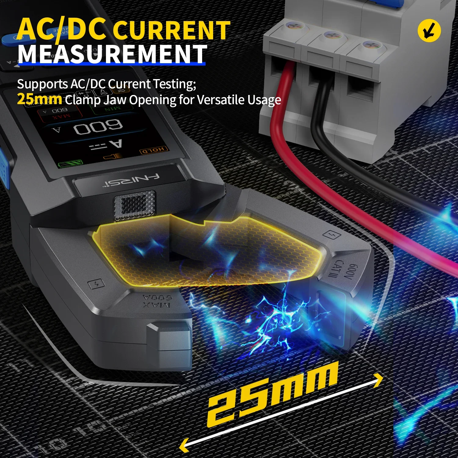 FNIRSI DMC-100 Current & Voltage Clamp Meter with USB Charger DC AC Counts Tester Digital Multimeter 600A Amperimetric NCV Tool